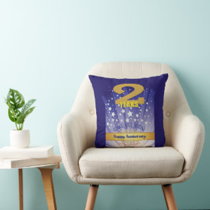 2 Year CUSTOM NAME 12 Step Anniversary Bold Number Cushion