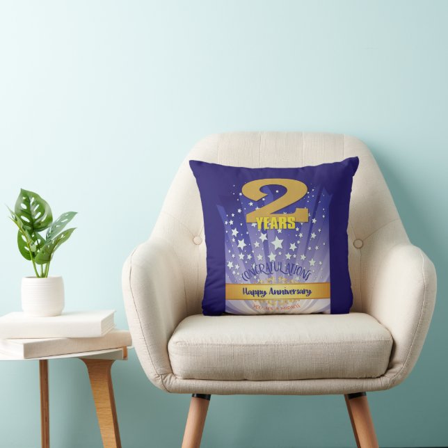 2 Year CUSTOM NAME 12 Step Anniversary Bold Number Cushion (Chair)