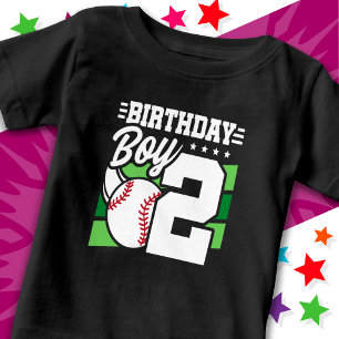 2 Year Old Baseball Party Theme 2nd Birthday Boy Baby T-Shirt