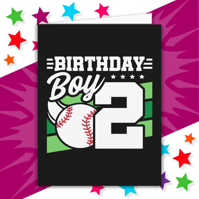 2 Year Old Baseball Party Theme 2nd Birthday Boy Card (Creator Uploaded)