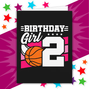 2 Year Old Basketball Party 2nd Birthday Girl Card