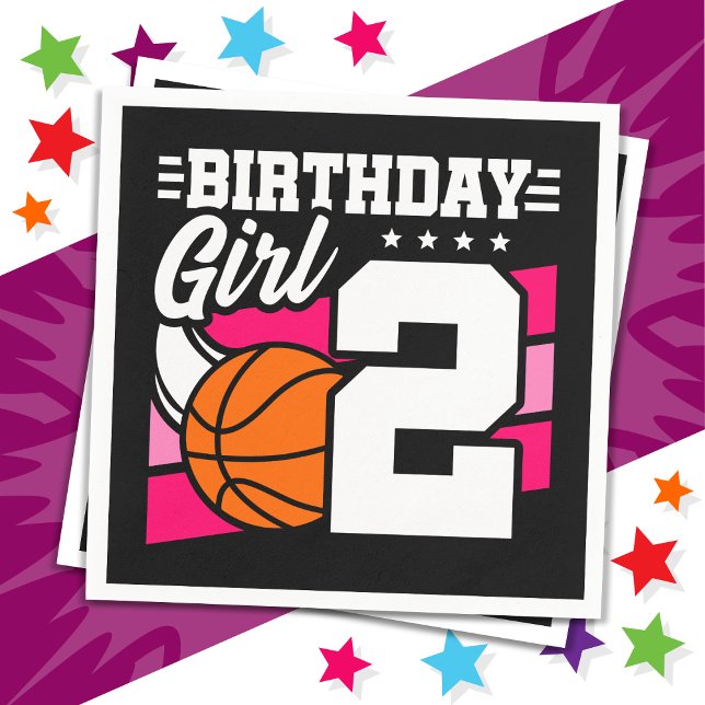 2 Year Old Basketball Party 2nd Birthday Girl Napkin (Creator Uploaded)