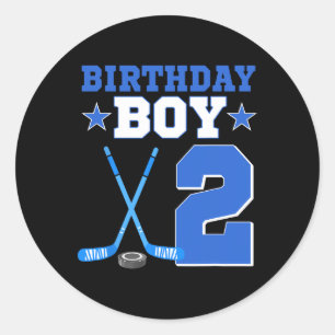 2 Year Old Birthday Boy 2nd Birthday Ice Hockey Classic Round Sticker