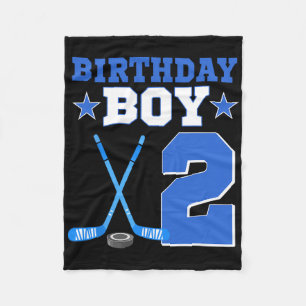 2 Year Old Birthday Boy 2nd Birthday Ice Hockey Fleece Blanket