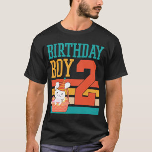 2 Year Old Birthday Boy Easter Bunny Egg Basket Re T-Shirt