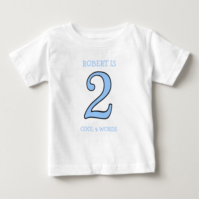 2 Year Old Birthday Boy Too Cool For Words Baby T-Shirt (Front)