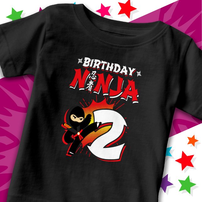 2 Year Old Comic Book Style Ninja 2nd Birthday Baby T-Shirt (Creator Uploaded)
