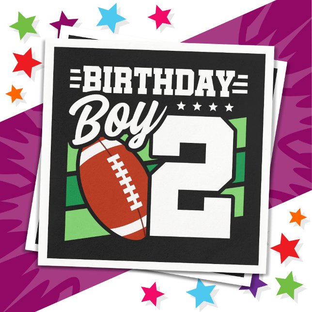 2 Year Old Football Party Theme 2nd Birthday Boy Napkin (Creator Uploaded)