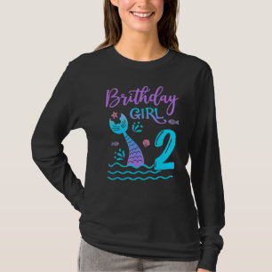 2 Year Old Gift Mermaid tail 2nd Birthday Girl Dau T-Shirt