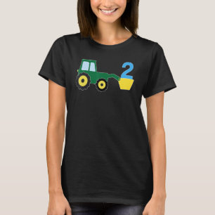 2 Year Old Green Farm Tractor Birthday Party Farme T-Shirt