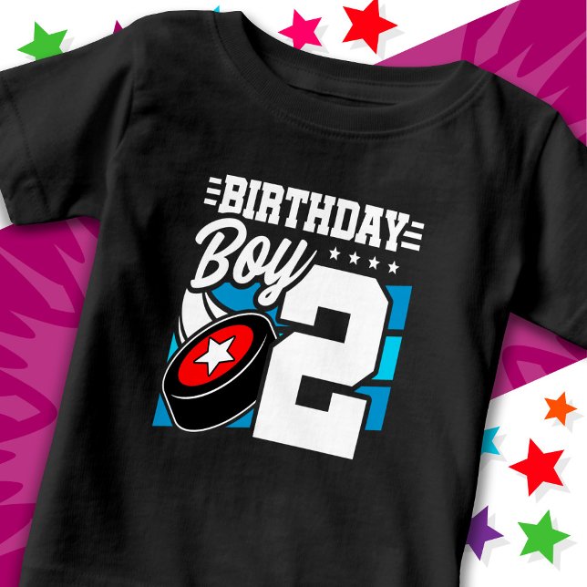 2 Year Old Hockey Party Theme 2nd Birthday Boy Baby T-Shirt (Creator Uploaded)