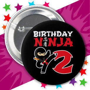 2 Year Old Karate Ninja Party Kids 2nd Birthday 6 Cm Round Badge