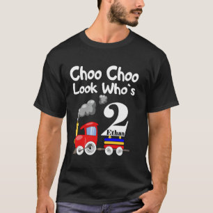 2 Year Old Kids 2nd Birthday Boy Ethan Choo Choo T T-Shirt