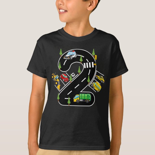 2 year Old Kids Birthday Transportation Vehicle  T-Shirt (Front)