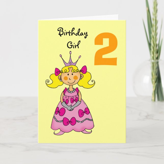 2 year old princess (blonde hair) card (Front)