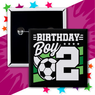 2 Year Old Soccer Football Party 2nd Birthday Boy 15 Cm Square Badge