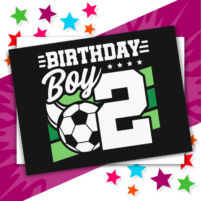 2 Year Old Soccer Football Party 2nd Birthday Boy Postcard (Creator Uploaded)
