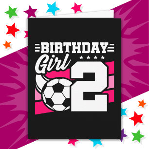 2 Year Old Soccer Football Party 2nd Birthday Girl Card