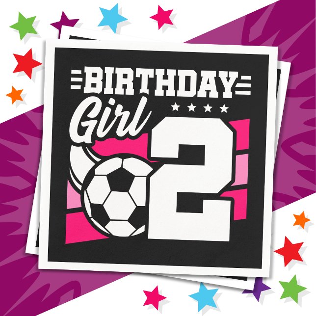 2 Year Old Soccer Football Party 2nd Birthday Girl Napkin (Creator Uploaded)