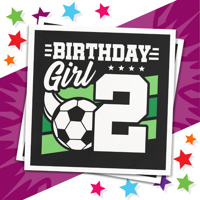 2 Year Old Soccer Football Party 2nd Birthday Girl Napkin (Creator Uploaded)