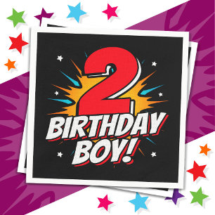 2 Year Old Superhero Birthday Boy 2nd Birthday Napkin