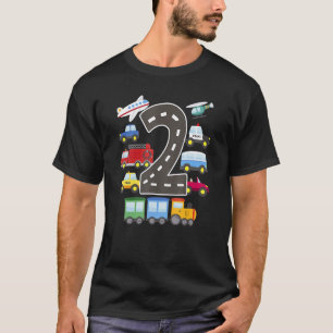 2 Year Old Transportation Birthday Car Train Plane T-Shirt