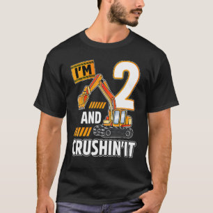 2 Year Old Vehicles Construction Excavator Birthda T-Shirt