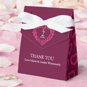 2 years garnet wedding anniversary heart thank you favour box