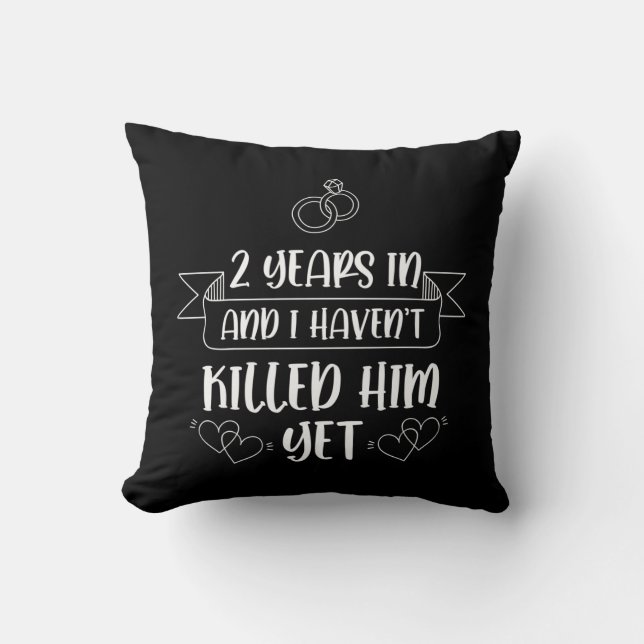 2 Years Husband Wife 2nd Wedding Anniversary Cushion (Front)