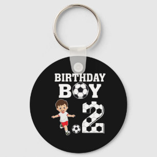2 Years Old 2nd Birthday Boy Soccer Lover Party Key Ring