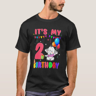 2 Years Old 2nd Birthday Elephants Boys Awesome Si T-Shirt