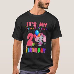 2 Years Old 2nd Birthday Elephants Girls Awesome S T-Shirt