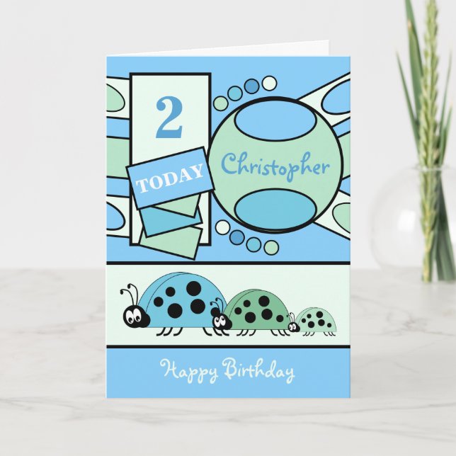 2 years old any age ladybirds blue green card (Front)