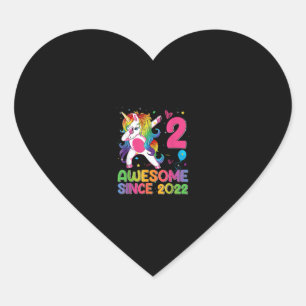 2 Years Old Awesome Since 2022 2nd Birthday Unicor Heart Sticker