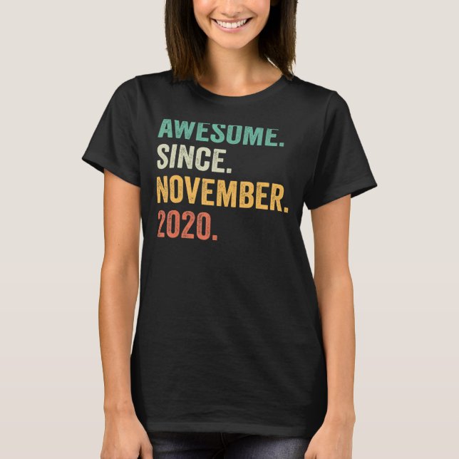 2 Years Old  Awesome Since November 2020 2nd Birth T-Shirt (Front)