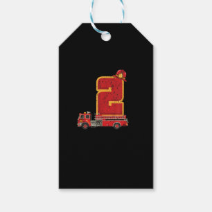 2 Years Old Birthday Boy Gifts Firefighter Gift Tags