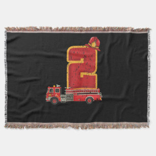 2 Years Old Birthday Boy Gifts Firefighter Throw Blanket