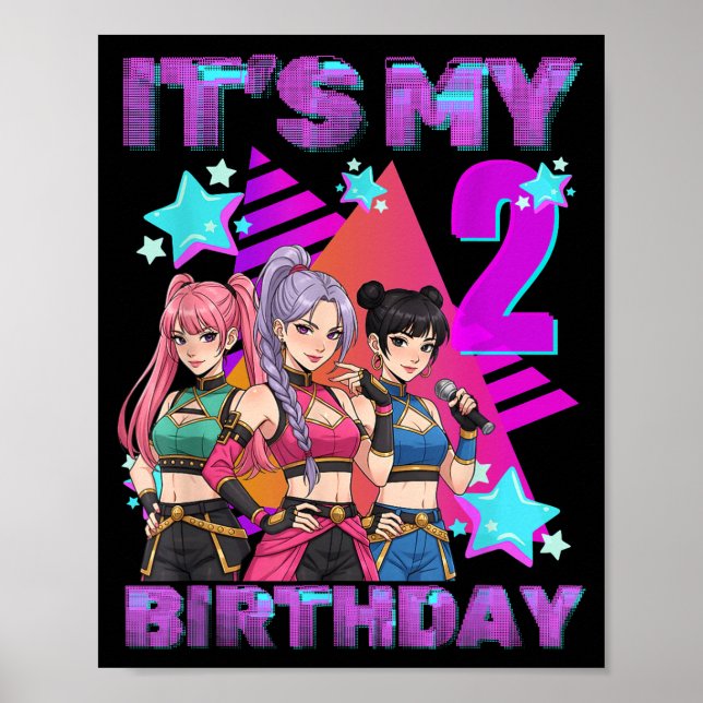 2 Years Old Birthday K P Kids 2nd Birthday Girls K Poster (Front)