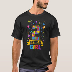 2 Years Old Building Blocks 2nd Birthday Girl Mast T-Shirt