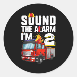2 Years Old Firetruck Birthday Toddler Classic Round Sticker