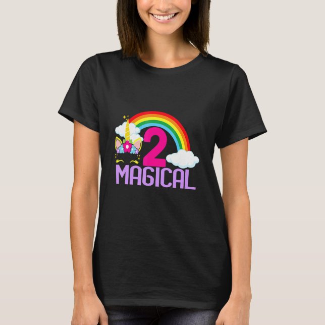 2 Years Old Girl Magical Unicorn 2nd Second Birthd T-Shirt (Front)