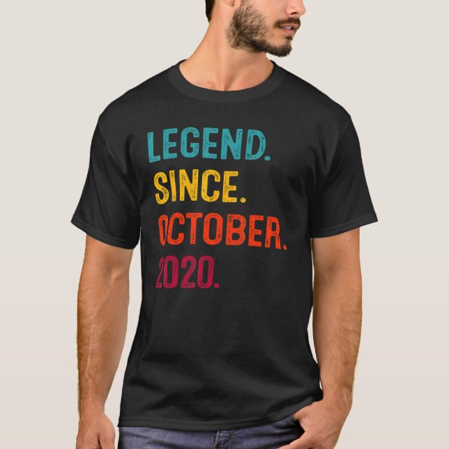2 Years Old Legend Since October 2020 2nd Birthday T-Shirt (Front)