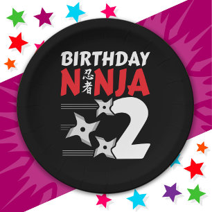 2 Years Old Ninja Party Stars Kids 2nd Birthday Paper Plate