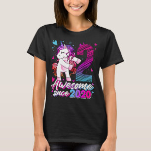 2 Years Old Unicorn Flossing 2nd Birthday Girl Uni T-Shirt