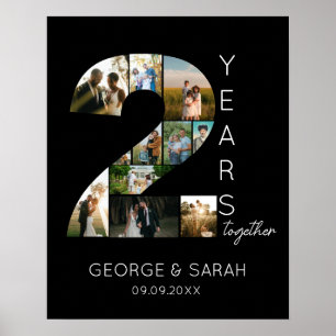 2 Years Together Photo Collage Wedding Anniversary Poster