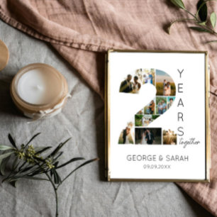 2 Years Together Photo Collage Wedding Anniversary Poster