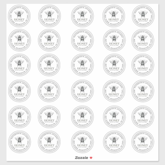 2" Your Name Here Editable White Honey Jar Bee (Sheet)