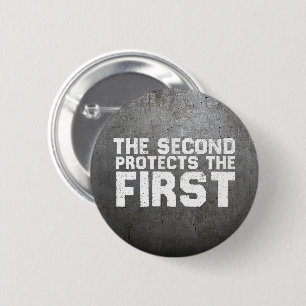 2A Second protects the first Free Speech Gun 6 Cm Round Badge