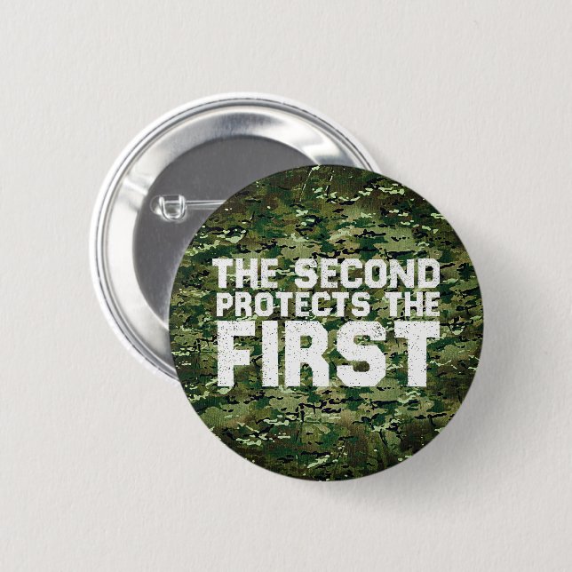 2A  Second protects the first Free Speech Gun 6 Cm Round Badge (Front & Back)