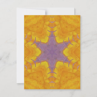 2A Unique Colourful Orange Purple Star Mandala Postcard